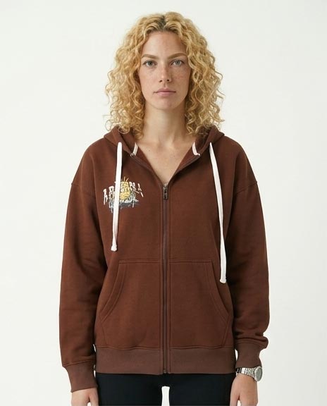 Women's Arizona Wanderlust Oversized Zip-Up Hoodie - Chocolate Brown