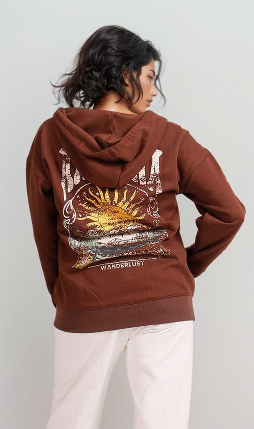 R206868 - Melton Zip-Up Hoodie - Brown