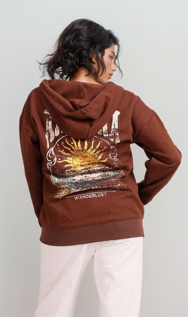 R206868 - Melton Zip-Up Hoodie - Brown