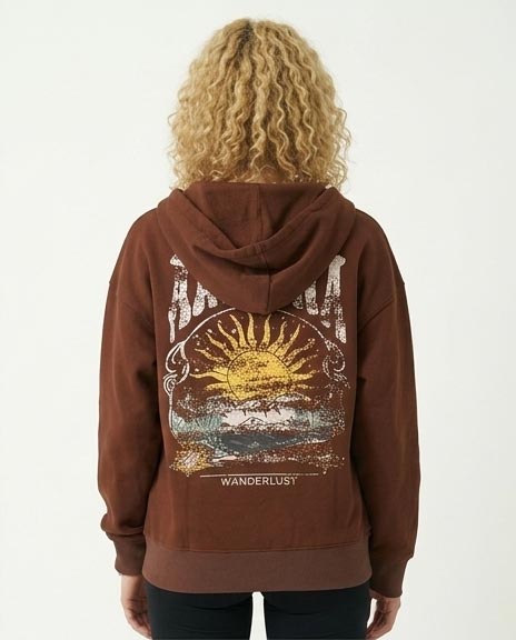 RAVIN Women’s Arizona Wanderlust Oversized Zip-Up Hoodie – Chocolate Brown - R206868