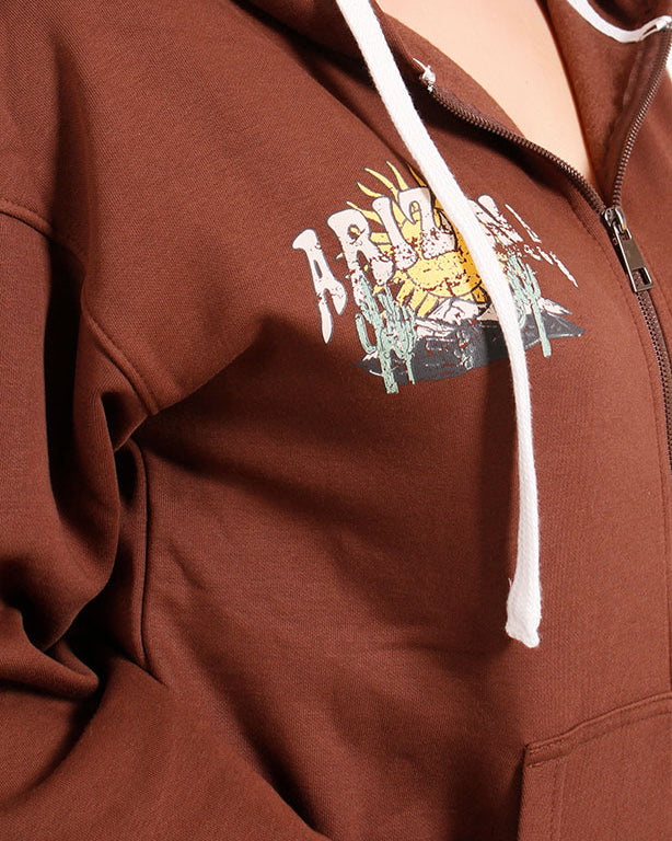 RAVIN Women’s Arizona Wanderlust Oversized Zip-Up Hoodie – Chocolate Brown - R206868