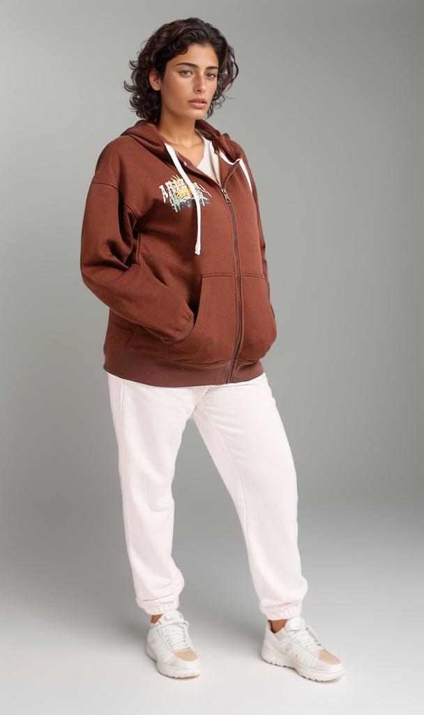 R206868 - Melton Zip-Up Hoodie - Brown