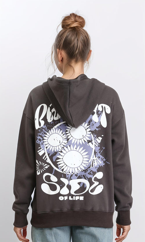 R206869 - Zipper Through Pocket Printed Sweatshirt - Dark Grey