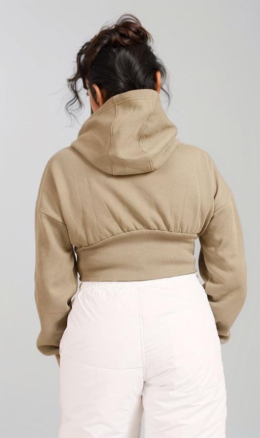 R206870 - Melton Cropped Hoodie - Olive