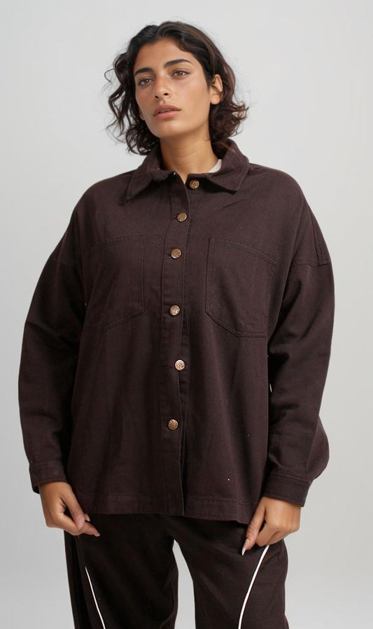 R206875 - Gabardine Overshirt - Brown