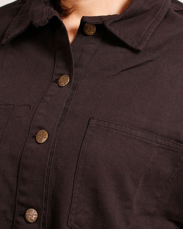 Ravin Women's Oversized Canvas Shacket in Balck - R206875