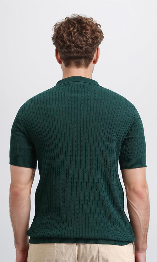 R206897 - Short Sleeves Braided Polo Shirt - Forest Green
