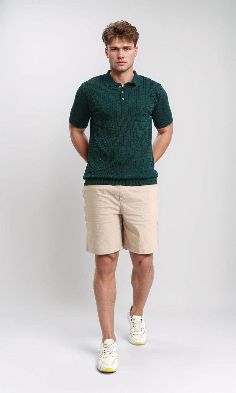 R206897 - Short Sleeves Braided Polo Shirt - Forest Green