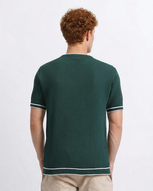 Ravin Men's Tipped Waffle-Knit T-Shirt - Forest Green - R206905