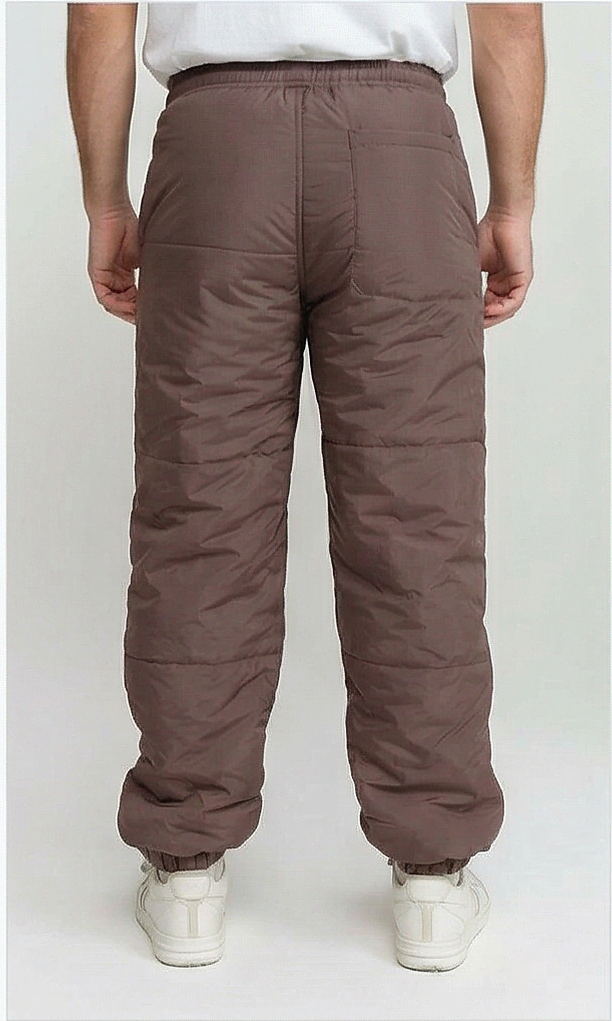 Brown Quilted Insulated Puffer Joggers - R206947