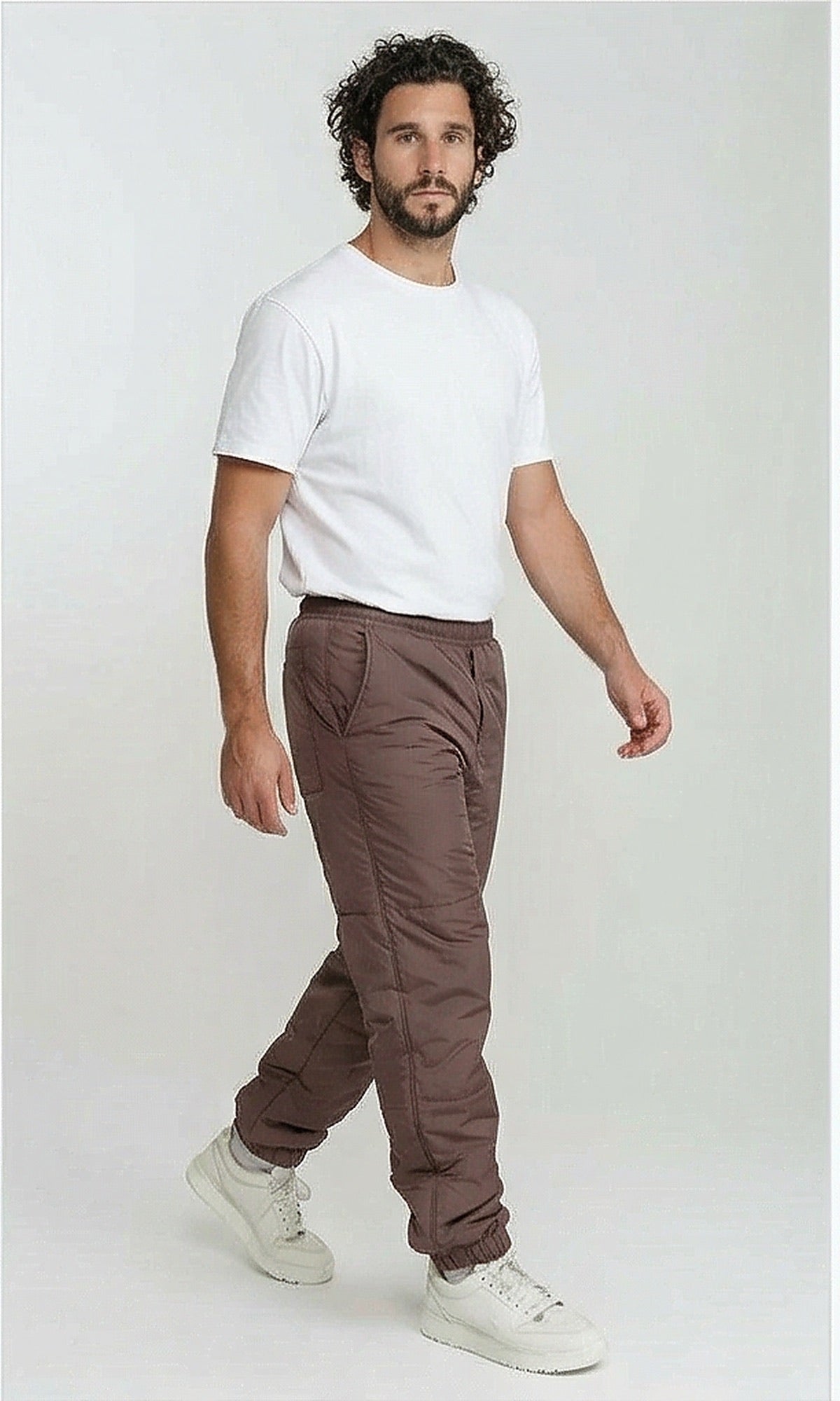 Brown Quilted Insulated Puffer Joggers - R206947