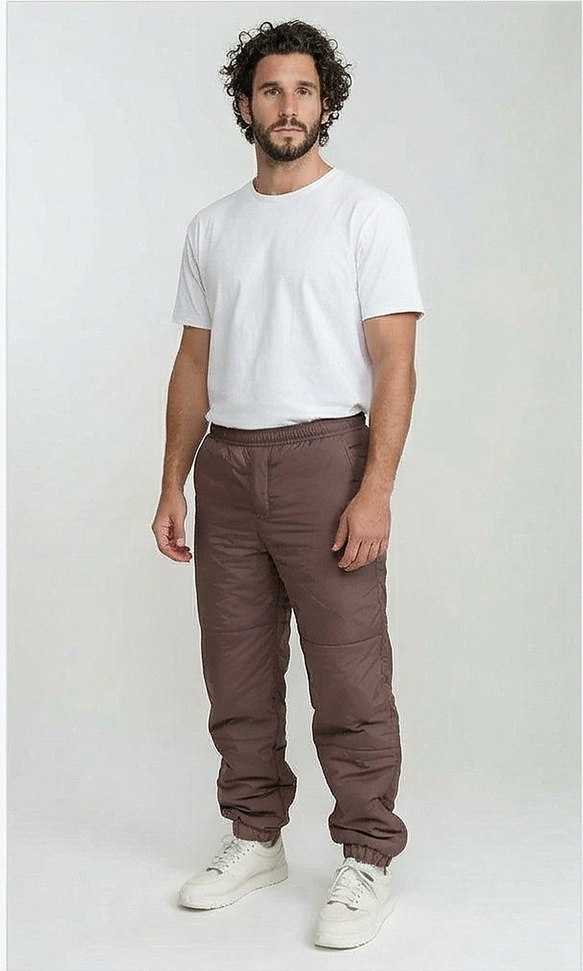 Brown Quilted Insulated Puffer Joggers - R206947