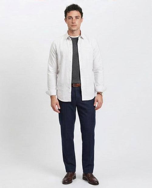 Ravin Men's Micro-Stripe Essential Button-Down Shirt Light Coffee & White - R206958