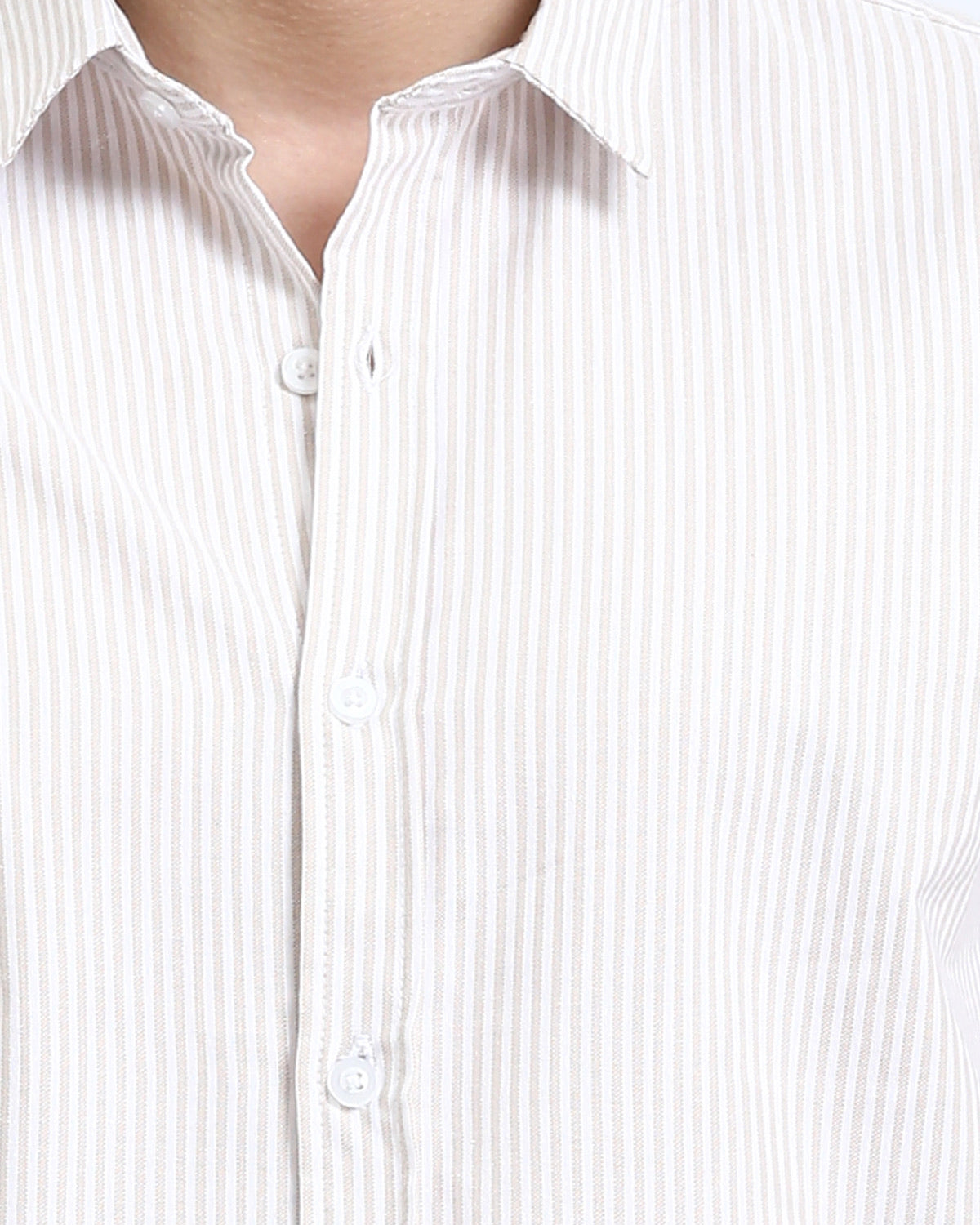 Ravin Men's Micro-Stripe Essential Button-Down Shirt Light Coffee & White - R206958