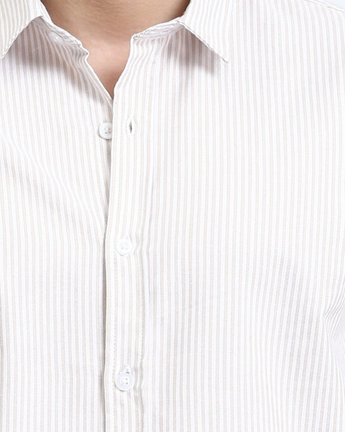 Ravin Men's Micro-Stripe Essential Button-Down Shirt Light Coffee & White - R206958