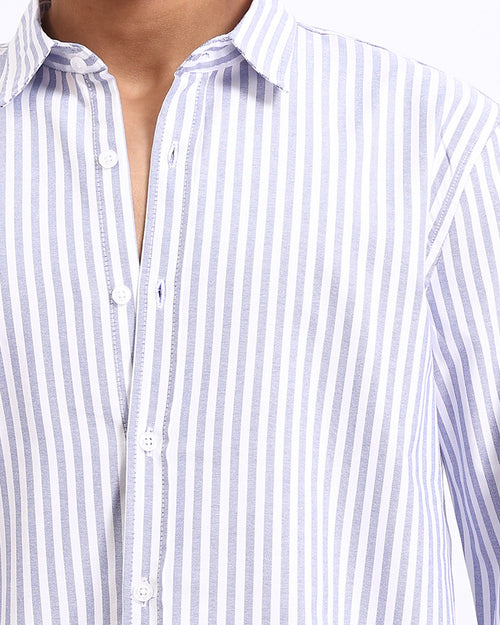 Ravin Men’s Classic Candy Stripe Long-Sleeve Shirt - Blue & White - R206959