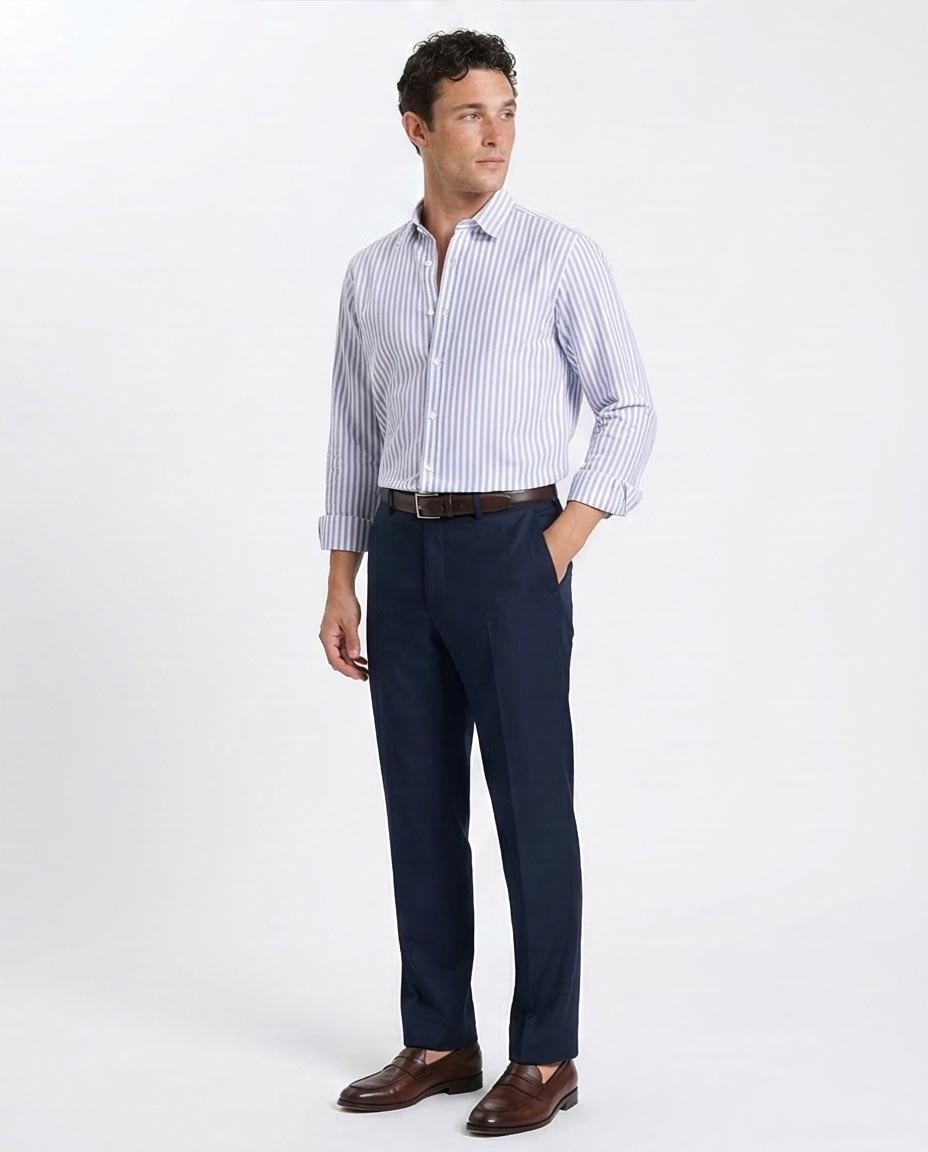 Ravin Men’s Classic Candy Stripe Long-Sleeve Shirt - Blue & White - R206959