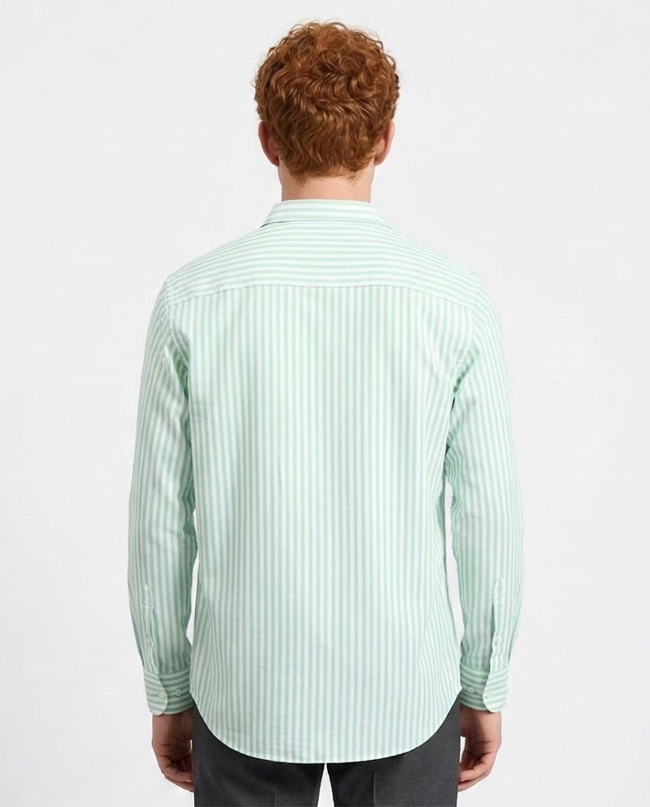 Ravin Mint Candy Stripe Button-Down Shirt - Light Green & White - R206960