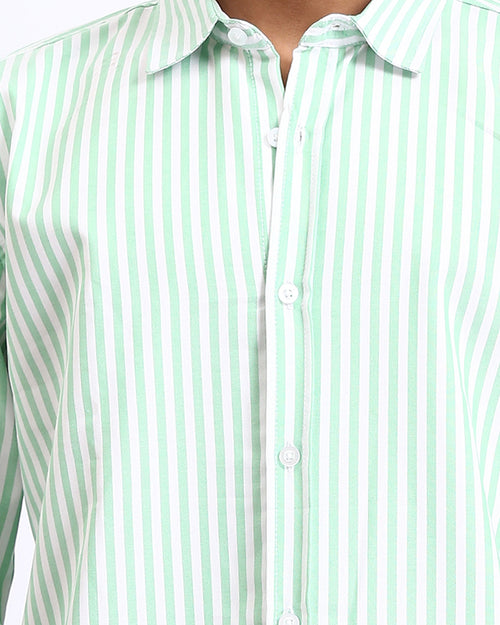 Ravin Mint Candy Stripe Button-Down Shirt - Light Green & White - R206960