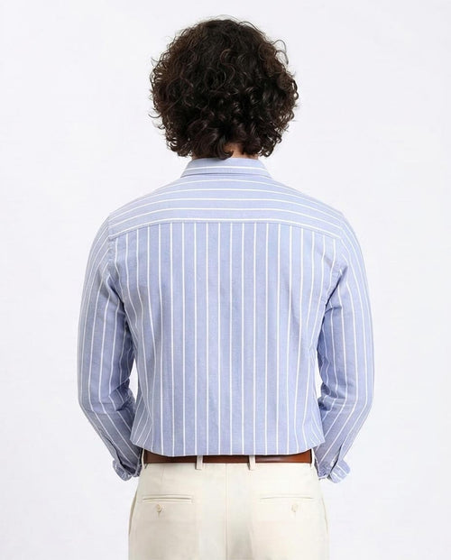 - Ravin Men's Blue & White Bold Stripe Work-to-Weekend Shirt - R206963