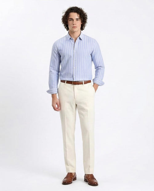 - Ravin Men's Blue & White Bold Stripe Work-to-Weekend Shirt - R206963