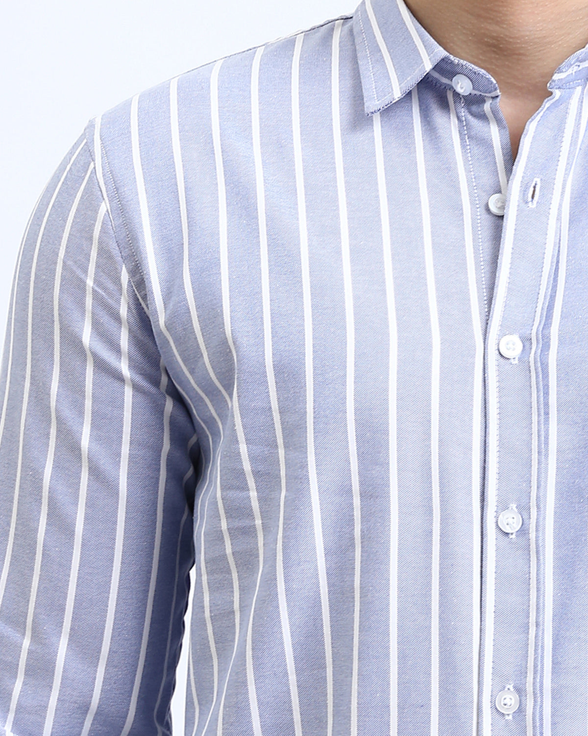 - Ravin Men's Blue & White Bold Stripe Work-to-Weekend Shirt - R206963