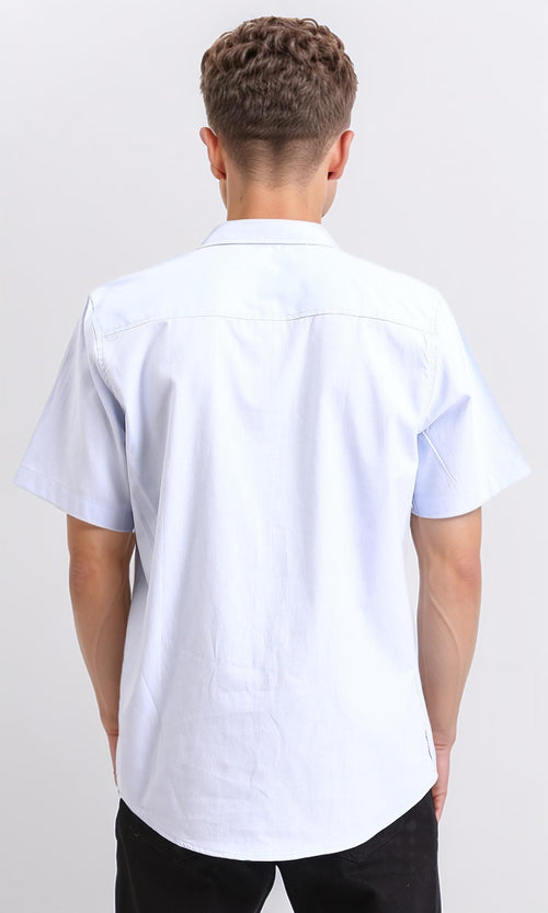 R206967 - Short Sleeves Solid Buttoned Shirt - Pastel Blue