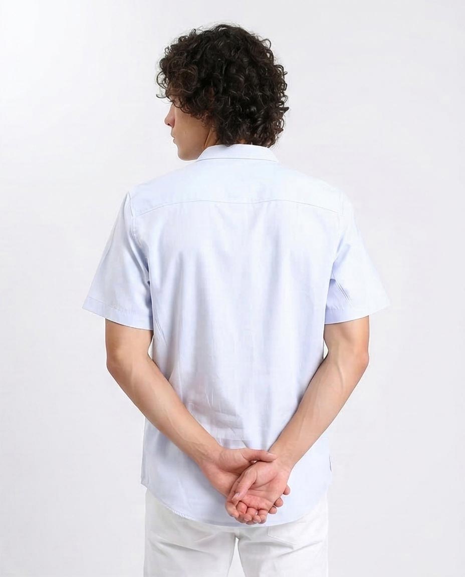 Ravin Men’s 100% Cotton Essential Short Sleeve Shirt - Sky Blue - R206967