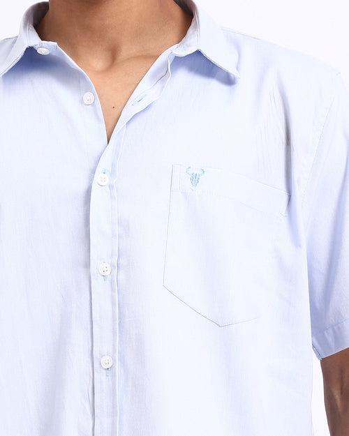 Ravin Men’s 100% Cotton Essential Short Sleeve Shirt - Sky Blue - R206967