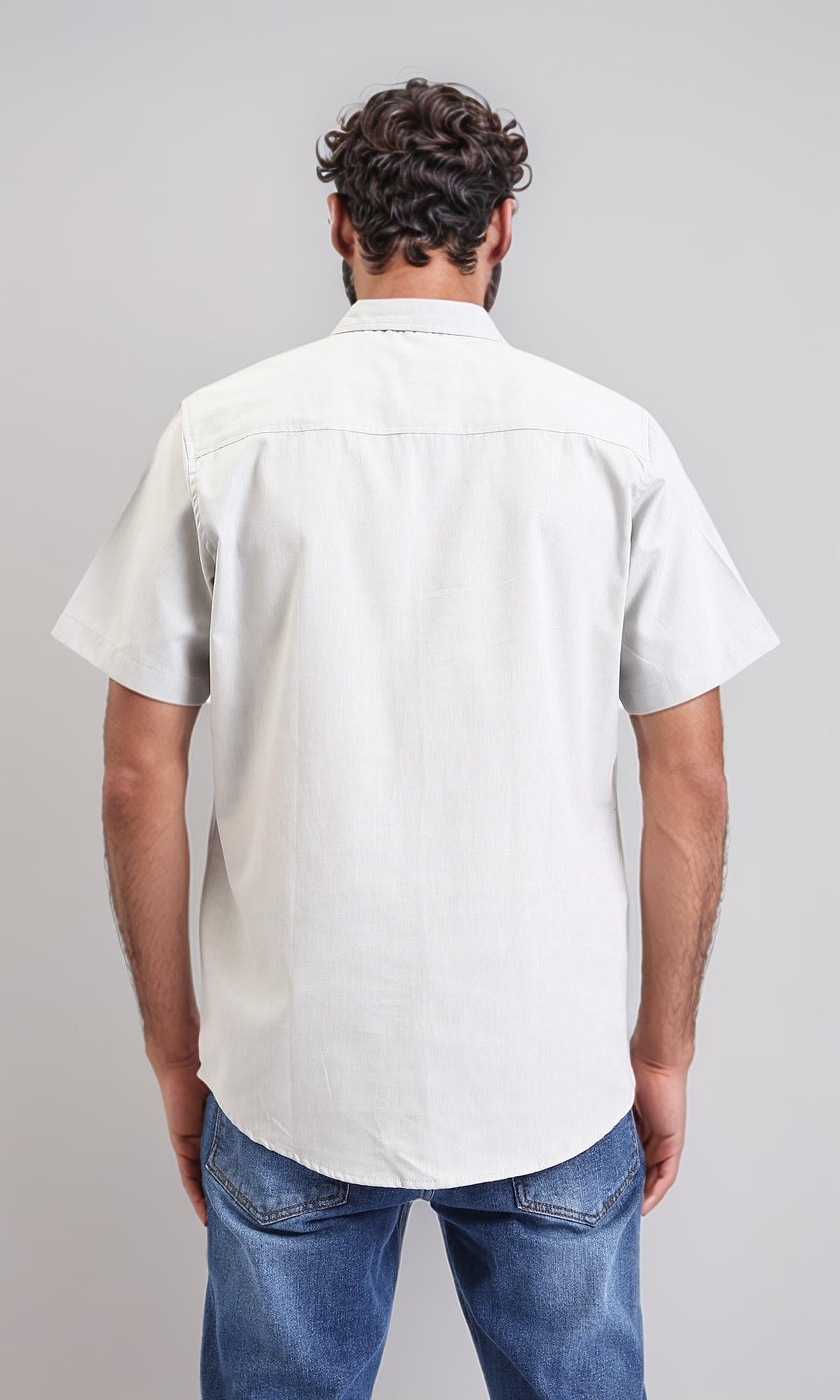 R206968-Buttoned Down Short Sleeve Shirt - Pastel Olive