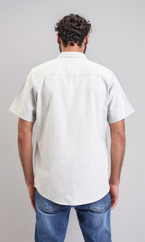 R206968-Buttoned Down Short Sleeve Shirt - Pastel Olive