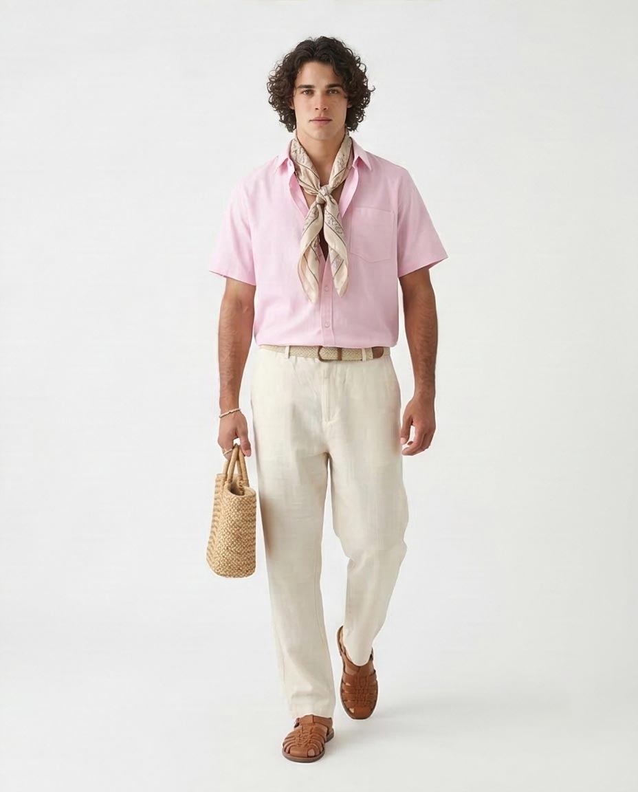 Ravin Men’s Wrinkle-Resistant Short Sleeve Shirt – Pastel Pink - R206969