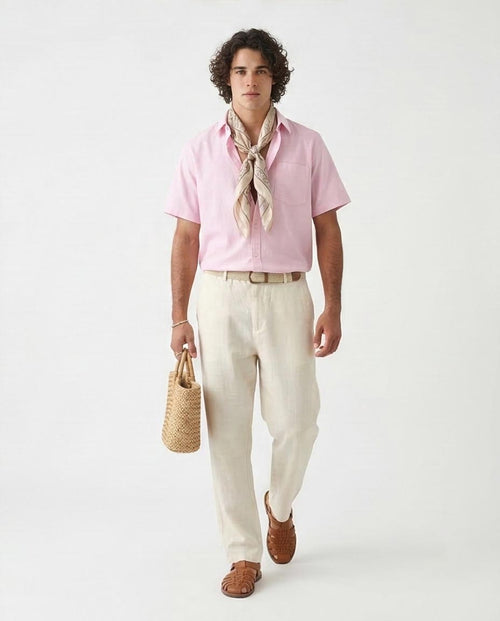 Ravin Men’s Wrinkle-Resistant Short Sleeve Shirt – Pastel Pink - R206969
