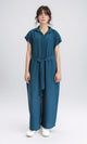 R206971 - Solid Jumpsuit with Hidden Buttons - Teal
