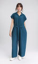 R206971 - Solid Jumpsuit with Hidden Buttons - Teal