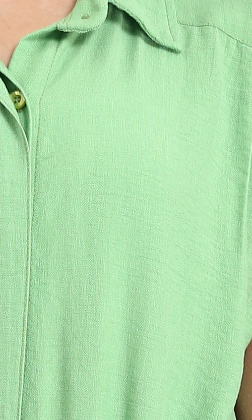 R206972 - Solid Jumpsuit with Hidden Buttons - Lime