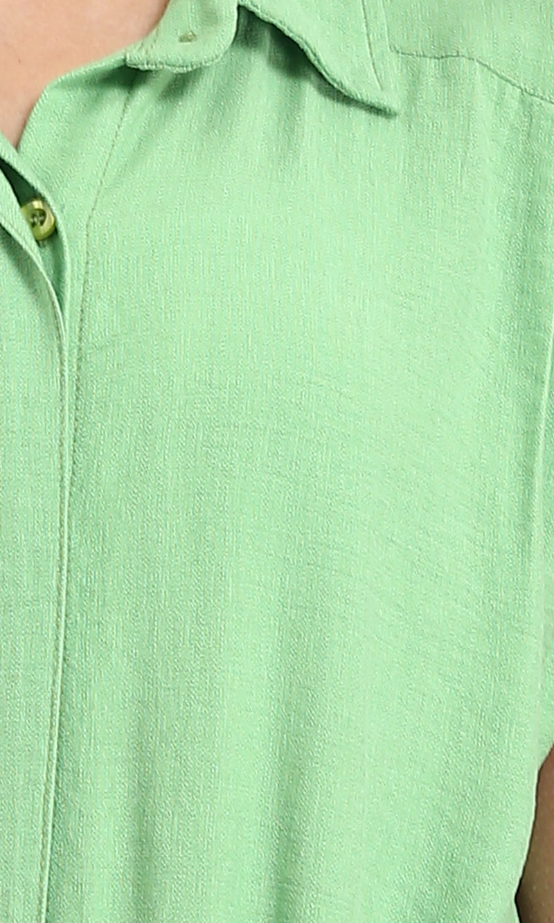 R206972 - Solid Jumpsuit with Hidden Buttons - Lime