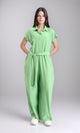 R206972 - Solid Jumpsuit with Hidden Buttons - Lime