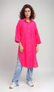 R206977-R206977 - Oversized Button-Up Shirt Dress - Hot Pink