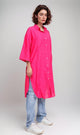 R206977-R206977 - Oversized Button-Up Shirt Dress - Hot Pink