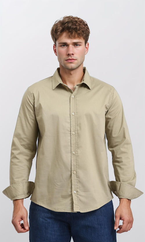 R206987 - Solid Long Sleeves Casual Shirt - Olive