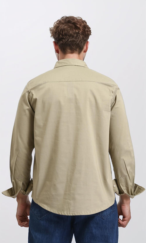 R206987 - Solid Long Sleeves Casual Shirt - Olive