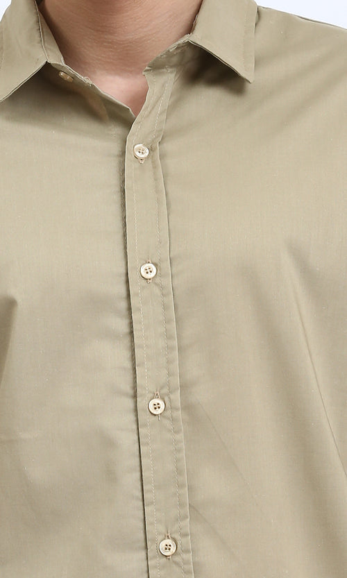 R206987 - Solid Long Sleeves Casual Shirt - Olive