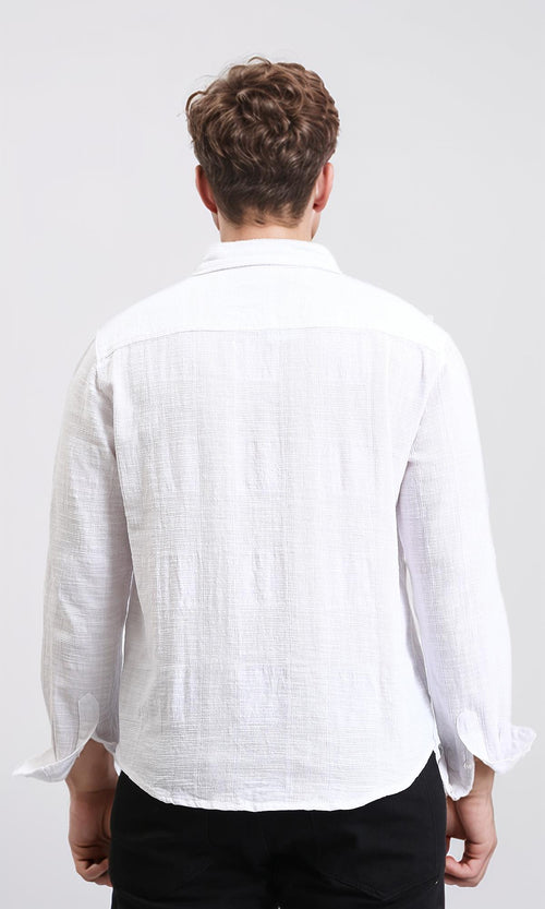 R206988 - Textured Long Sleeves Casual Shirt - White