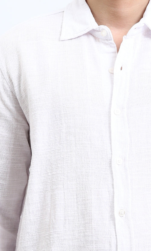 R206988 - Textured Long Sleeves Casual Shirt - White