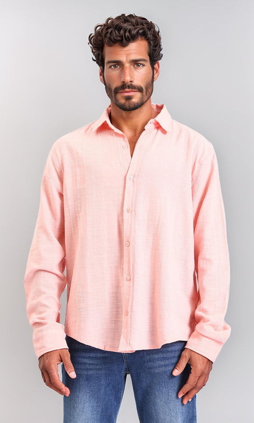 R206991-Textured Cotton Long Sleeve Shirt - Simon