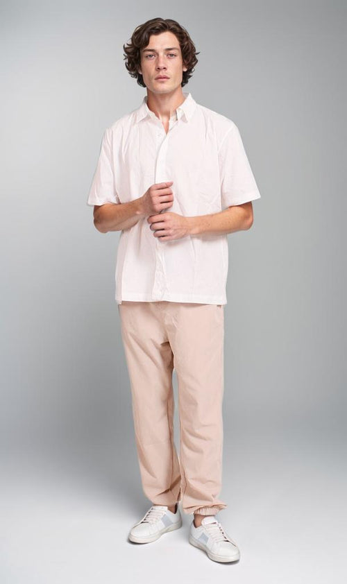 R206992 - Classic Linen Short-Sleeve Button-Up Shirt - White