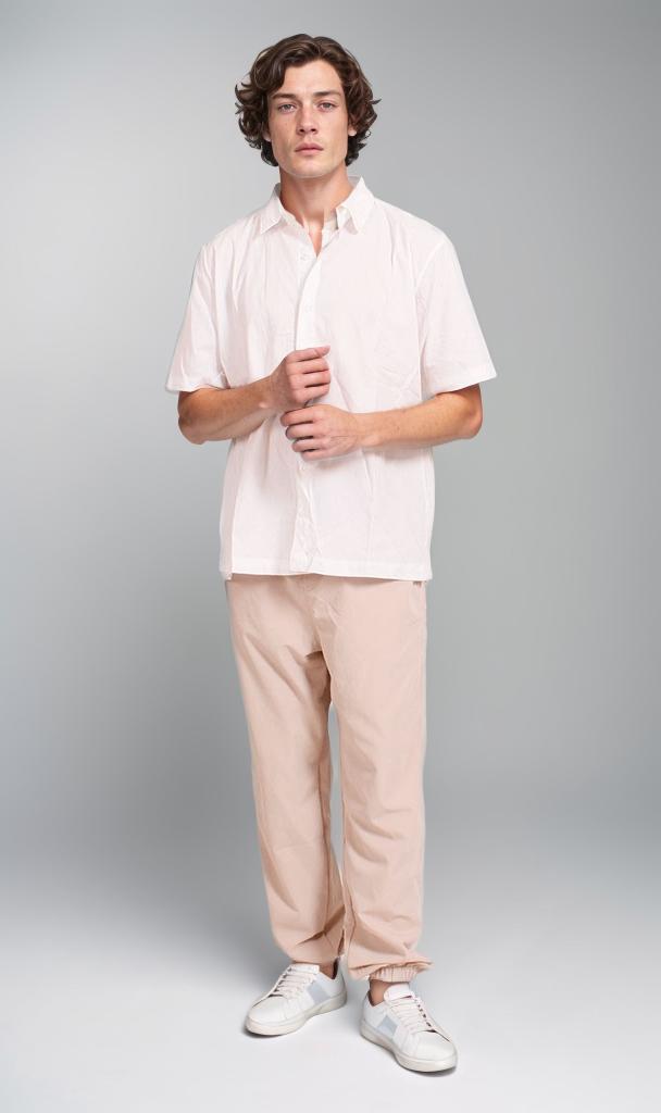 R206992 - Classic Linen Short-Sleeve Button-Up Shirt - White