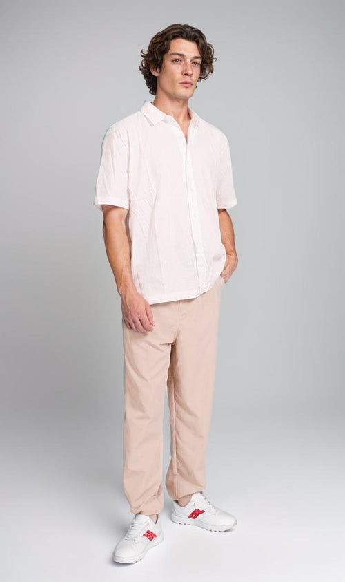R206992 - Classic Linen Short-Sleeve Button-Up Shirt - White