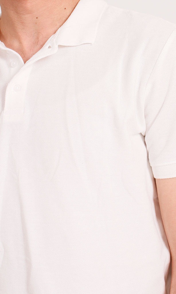 R207051 - White Pique Polo Shirt - Regular Fit